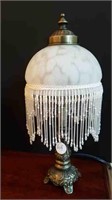 SMALL TABLE LAMP WITH BEADED SHADE