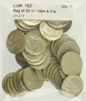 Bag of 50 +/- 1964 & Pre Roosevelt Silver Dimes