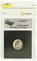 1959 Roosevelt Silver Proof Graded PR-67 by