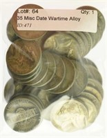 35 Misc Date Wartime Alloy Jefferson Nickels