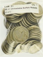 59 +/- Unreadable Buffalo Nickels