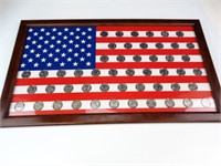 US State Quarters Collection in Flag Frame