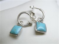 Reversible Turquoise & French Scrolled Dangle
