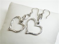 925 Silver Dangle Heart Earrings