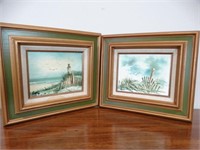 Pair of Coastal Framed Oil Paintings