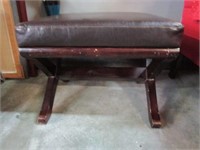 Furniture; nice leather brown foot stool; pick up
