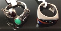 2 NATIVE AMERICAN INDIAN MADE SILVER RINGS