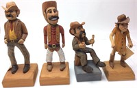 4 HAND CARVED WOOD FIGURINES BY MURRAY’S