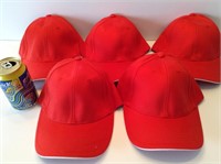 5 casquettes de qualité s/m rouge Neuf