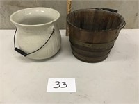 Stone Pot & Wooden Bucket