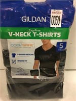 GILDAN V-NECK T-SHIRTS LARGE 5PC