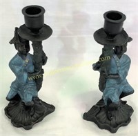 Pair Cast Iron Candle Holders