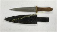 Spear Point Knife With Leather Sheath