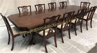Century Double Pedestal Table & 10 Chairs