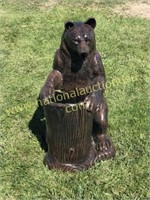 Bear Statue With Log Planter