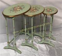 Hand Painted 3 Pc Nesting Tables