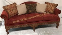 Hand Carved Sofa, Upholstered