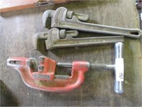 Rigid pipe cutter and two 14" pipe wrenches (one