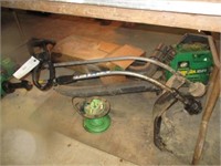 2 gas weedeaters, gas blower w/gutter attachments