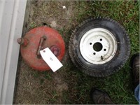 Gas can and 4.80x4.00/8 tire
