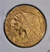 1929 $2 1/2 GOLD INDIAN HEAD  CH BU