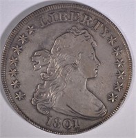 1801 DRAPED BUST SILVER DOLLAR  AU