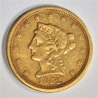 1852-O $2 1/2 GOLD LIBERTY  AU