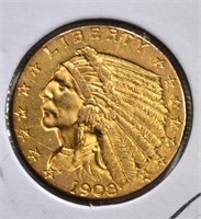 1908 $2 1/2 GOLD INDIAN HEAD  CH BU