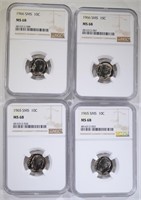 2 - 1965 SMS,  2 - 1966 SMS DIMES NGC