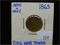 ARMY/NAVY CIVIL WAR TOKEN 1863
