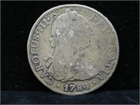 1784 MEXICO 8R SILVER COIN - CHOPMARKS