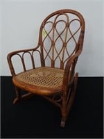 ANTIQUE RATTAN/CANE SEAT YOUTH ROCKING CHAIR]