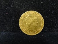 1883 ARGENTINA 5 PESO GOLD COIN