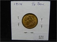 1914 BRISITSH HALF SOVERIEGN GOLD COIN