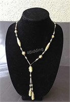 Vintage Yellow Foiled Glass Beaded Necklace