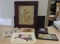 3 Original Papyrus & 3 Framed Pictures