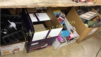 4 boxes household items, decor, office, frames,