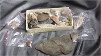 Small box of artifacts, arrowheads
