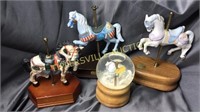 4 musical carousel horses