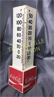 1980s Coca-Cola triangle thermometer 15” plastic