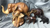 5 wood carved elephants tallest is 6”