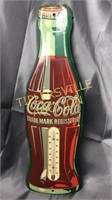 17” 1950s Coca-Cola tin bottle thermometer