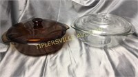 2 glass bakeware dishes with lids