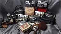Collection of 9 vintage cameras and accesssories-