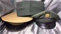 3 vintage military hats