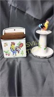 Kitchen rooster spoon holder and salt box with