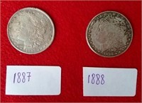 50 - 1887 & 1888 MORGAN SILVER $1s