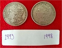 50 - 1893 & 1898 MORGAN SILVER $1s