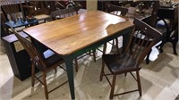 Antique pine country table with four matching