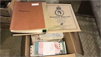 Box of canceled stamps collection including books